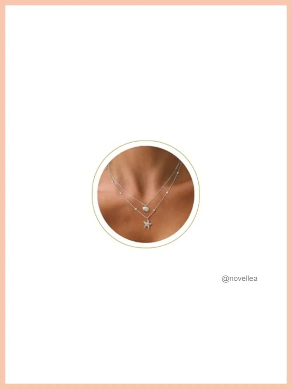 Dainty Layered Starfish Seashell Pearl Necklace 14K Gold Plated Women Summer